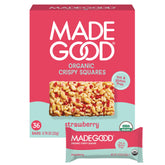 MadeGood Crispy Squares Strawberry packaged, a convenient grab-and-go snack.