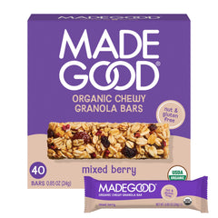 MadeGood Mixed Berry Granola Bars box front, family-size snack.