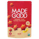 MadeGood Star Puffed Crackers Pizza bags offer a gluten-free, kid-friendly lunchbox snack.