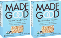 MadeGood Vanilla Crispy Squares twin pack image; vegan, gluten-free snack on-the-go
