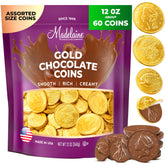 Madelaine Gold Coins bag front with shiny foil for gift-ready candy bowls.