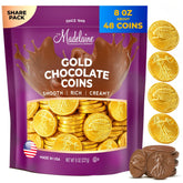 The Madelaine Gold Coins wrapped in gold foil for elegant party decor.