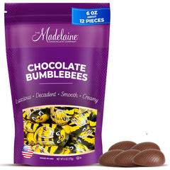 The Madelaine Chocolate Company Madelaine Milk Chocolate Bumblebees pack, smooth bite for sharing at spring gatherings.