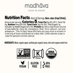 Madhava AgaveFIVE bottle pour for low-calorie sweetness in coffee or tea.