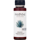 Madhava Amber Blue Agave bottle on countertop for everyday low glycemic sweetness.
