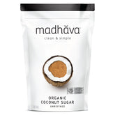 MADHAVA Organic Coconut Sugar 48oz bag on a kitchen counter, ideal for everyday baking.