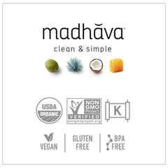 MADHAVA Coconut Sugar in coffee cup highlighting clean, vegan friendly sweetener