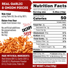 MaeMai Chili Crisp label close-up highlighting medium heat and onion-garlic notes