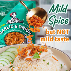 Garlic and onion ingredients in MaeMai Chili Crisp.
