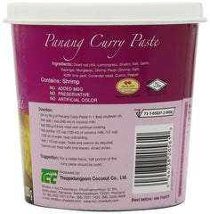 Mae Ploy Panang paste tub front, convenient resealable packaging for fresh leftovers.