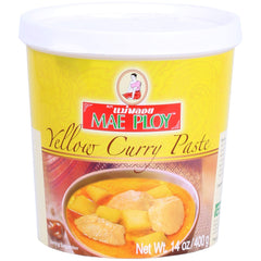 Mae Ploy yellow curry paste tub front view for home restaurant meals.
