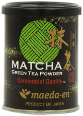 Maeda-En ceremonial matcha jar close-up showing vibrant emerald color for ceremony