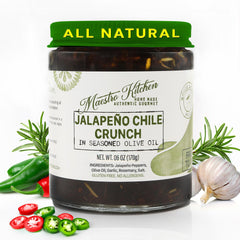 MAESTRO KITCHEN Jalapeno Chile Crunch bottle highlighting bold flavor boost