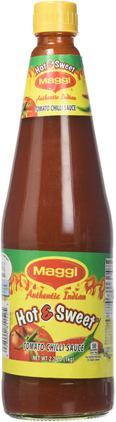 Maggi Hot & Sweet Tomato Chilli Sauce 1kg bottle ready for family meals.