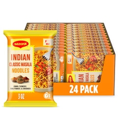 Maggi Indian Classic Masala pack shot highlighting convenient, quick meal option.