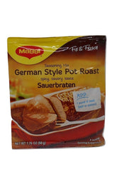 Maggi German-Style Sauerbraten seasoning trio, front view packaging for quick weeknight roasts