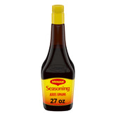 Maggi Seasoning roasted flavor bottle pour enhances meats and vegetables.