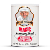Magic Seasoning Blends Blackened Redfish Magic canister on display, delivering bold Louisiana flavor for seafood.