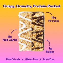 Magic Spoon bars unwrapped revealing Chocolate Peanut Butter and Marshmallow benefits