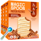 Magic Spoon box front showing cinnamon brown sugar pastries and benefits