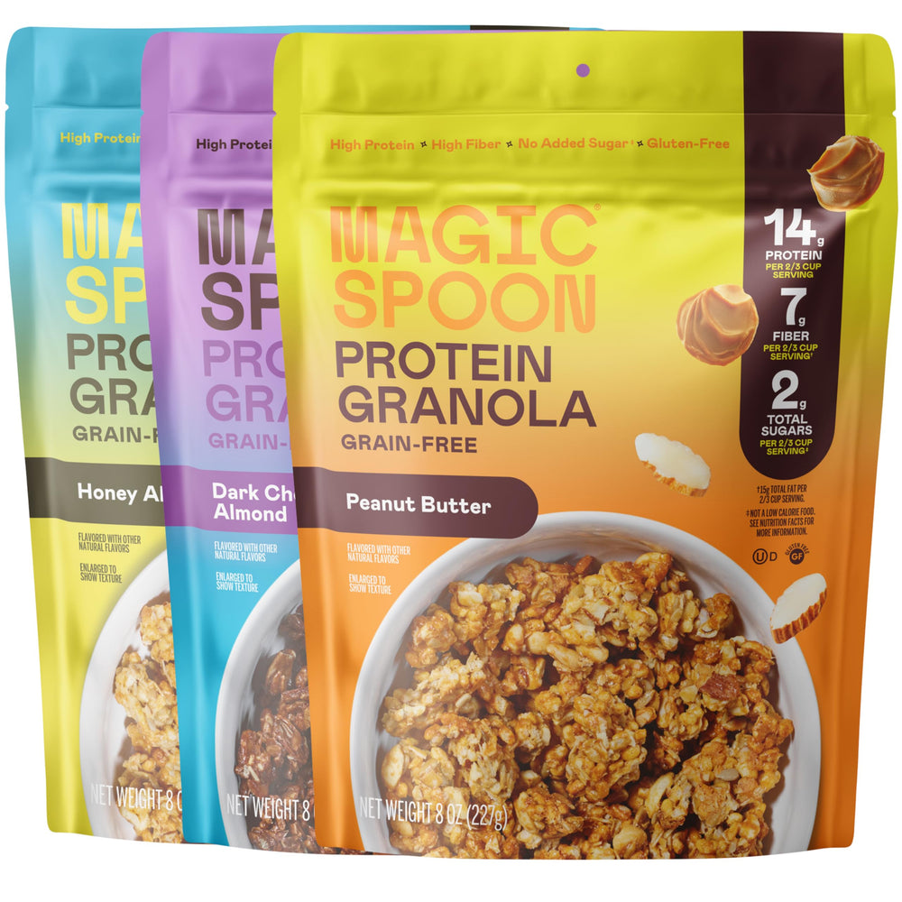 Magic Spoon granola honey almond pack - high-protein breakfast option.