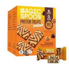 Magic Spoon Mini Treats chocolate PB close-up, crisp chocolate bite.