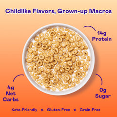 Magic Spoon protein-packed crunch close-up emphasizes sustained energy per bite.