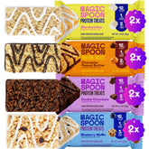 Magic Spoon front packaging showing eight high-protein cereal bars and benefits