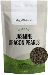 MagJo Jasmine Dragon Pearls in a resealable pouch to keep freshness