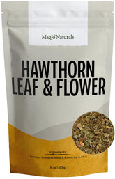 MagJo Naturals hawthorn leaf and flower loose leaf tea with crisp aroma.