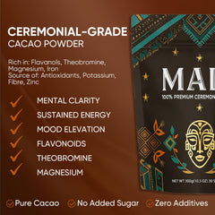 Maia Ceremonial Cacao powder fresh pour supporting smooth beverages and rituals