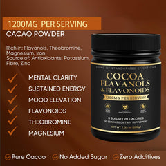 Maia Ceremonial cacao powder bottle pouring into smoothie for natural energy.