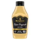 Maille Dijon Originale bottle showing creamy texture ideal for sauces.