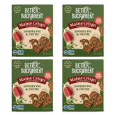 Maine Crisp Savory Fig & Thyme Crisps 4-pack displayed for entertaining