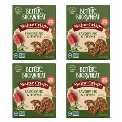 Maine Crisp Savory Fig & Thyme Crisps 4-pack displayed for entertaining