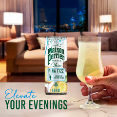 Collab-inspired Maison Perrier Chic Pina Fizz bottle featuring a renowned French bartender.