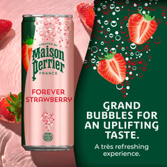 Pouring Maison Perrier Forever Strawberry into a glass for a crisp, non-sugary sip
