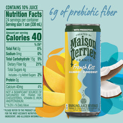 Maison Perrier French Kiss mango coconut can highlights bold bubbles and flavor.
