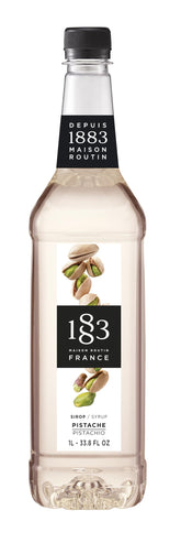 1883 Pistachio Syrup bottle showcasing premium French flavor for beverages.