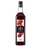 1883 Maison Routin strawberry syrup bottle adds pure French flavor to drinks.
