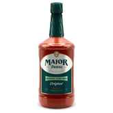 Major Peters' Premium Bloody Mary mix bottle close-up, natural ingredients.