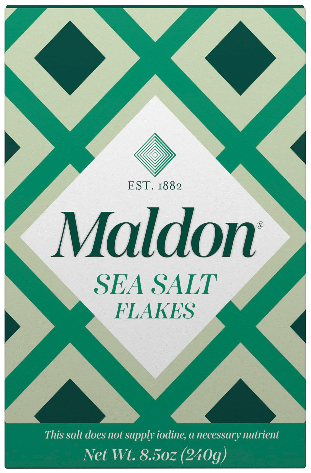 Maldon Salt Flakes packaging variation showcases premium presentation for gourmet kitchens.