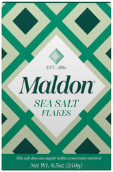 Maldon Salt Flakes packaging variation showcases premium presentation for gourmet kitchens.