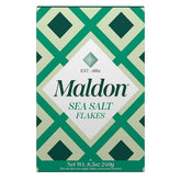 Maldon sea salt flakes in a 240 g pack showing pyramid crystal structure for precise seasoning.