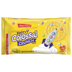 Malt-O-Meal Berry Colossal Crunch 34 oz bag keeps cereal fresh for busy mornings.