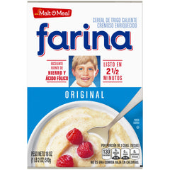 Malt-O-Meal Farina no added salt supports sodium-conscious meals.