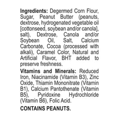 Close-up of cocoa and peanut butter puffs highlighting real peanut butter.