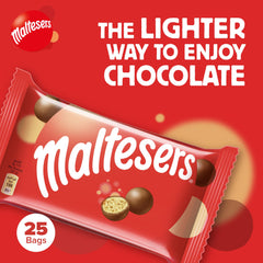 Open Maltesers box with candies close-up, ready to snack