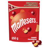 Maltesers Celebration 650g front view in stand-up pouch, ideal for sharing.