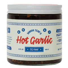Mama Teav's Hot Garlic Chili Crisp bottle front adds bold Cambodian heat.